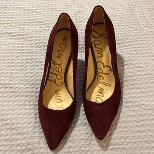 Sam Edelman Tonia Spike Pointy Toe Burgundy Suede Pumps Size 11